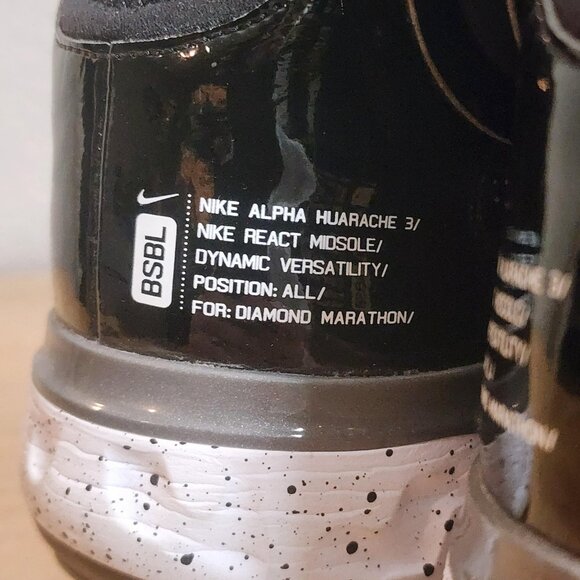 Nike Alpha Huarache Elite 3 Mid React Metal Baseball Cleats Mens 15 CK0745-011 - Picture 3 of 16